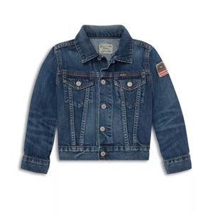 POLO RALPH LAUREN Denim Jean Jacket with American Flag Patch
